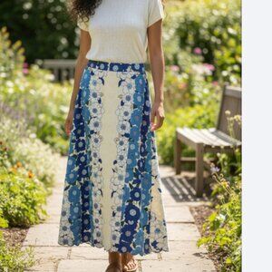 Portrait Women's Midi Skirt Scalloped Hem Tapestry Women's XS Long New